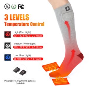 Heated Socks for Men Women, SAVIOR HEAT Electric Rechargeable Battery Thick Long Ski Socks for Winter Cold Weather Hunting Hiking Camping Skating Motorcycle Cycling Fishing