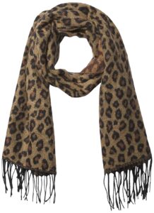 amazon essentials women's blanket scarf, camel, cheetah, one size