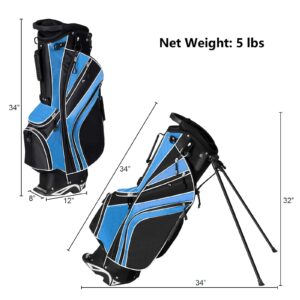 Mayjooy Golf Stand Bag, Portable Carry Golf Bag w/Ergonomic Dual Straps & 6 Way Top Divider, Lightweight Carry Organizer Pocket w/Umbrella Ring, Ideal for Men & Women (Blue)