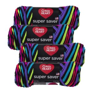 red heart super saver yarn (4-pack of 5oz skeins) (neon stripe)