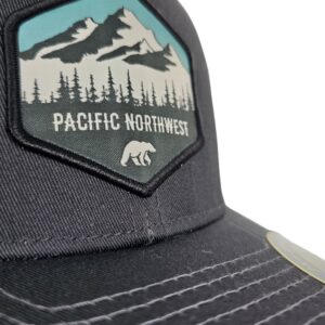 Pacific Northwest Trucker Hat w/mesh Backing and Pacific Northwest Woven Patch (Grey/Black)