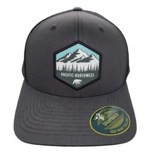 Pacific Northwest Trucker Hat w/mesh Backing and Pacific Northwest Woven Patch (Grey/Black)