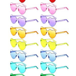 Colzzy 16 Pair Heart Shaped Sunglasses Candy Color Glasses Frameless Sunglasses for Party Women(Fresh Colors)