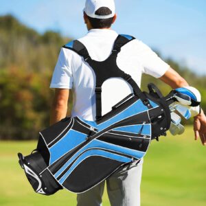 Mayjooy Golf Stand Bag, Portable Carry Golf Bag w/Ergonomic Dual Straps & 6 Way Top Divider, Lightweight Carry Organizer Pocket w/Umbrella Ring, Ideal for Men & Women (Blue)