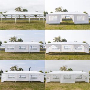 10x30 Feet Heavy Duty Canopy Tent - 8 Sides 2 Doors Waterproof Gazebos, Instant Shelter Beach Canopy for Wedding Camping Birthday Party (White)