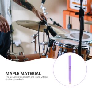 MILISTEN 2 Pairs Purple Maple Percussion Drum Sticks Maple Wood Drumsticks Non Slip Drum Sticks Wood Tip Maplewood Drumstick for Kids Students and Adults