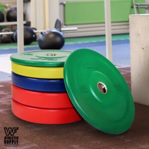 WF Athletic Supply 2 inch Olympic Size Color Premium Bumper Plate with Steel Insert, Great for Strength Training, Weightlifting & Crossfit Competition, Size Options Available