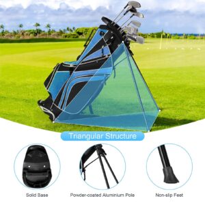 Mayjooy Golf Stand Bag, Portable Carry Golf Bag w/Ergonomic Dual Straps & 6 Way Top Divider, Lightweight Carry Organizer Pocket w/Umbrella Ring, Ideal for Men & Women (Blue)