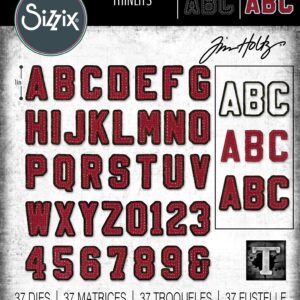 Sizzix Thinlits Die Set 37PK - Alphanumeric Varsity by Tim Holtz, 665437