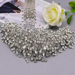 ULAPAN HP376 Silver Rhinestone Wedding Headpiece for Women Handmade Bridal Headband Hair Accessories (Headwear + earrings set)