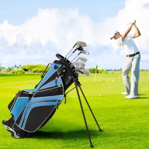 Mayjooy Golf Stand Bag, Portable Carry Golf Bag w/Ergonomic Dual Straps & 6 Way Top Divider, Lightweight Carry Organizer Pocket w/Umbrella Ring, Ideal for Men & Women (Blue)