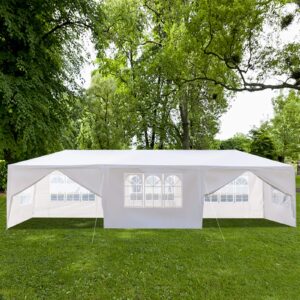 10x30 Feet Heavy Duty Canopy Tent - 8 Sides 2 Doors Waterproof Gazebos, Instant Shelter Beach Canopy for Wedding Camping Birthday Party (White)