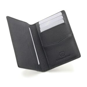 The Tanned Cow Slim Minimalist Wallet for Men Women, Mini Thin Leather Bifold, Front Pocket Credit Card Holder with RFID Blocking, including Gift Box (Black)