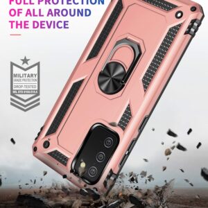 SKTGSLAMY for Galaxy A02S Phone Case,Galaxy A02S Case with Screen Protector,[Military Grade] 16ft. Drop Tested Cover with Magnetic Kickstand Car Mount Protective Case for Samsung A02S, Rose Gold