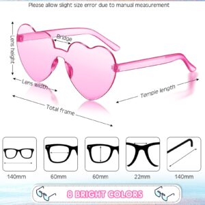 Colzzy 16 Pair Heart Shaped Sunglasses Candy Color Glasses Frameless Sunglasses for Party Women(Fresh Colors)