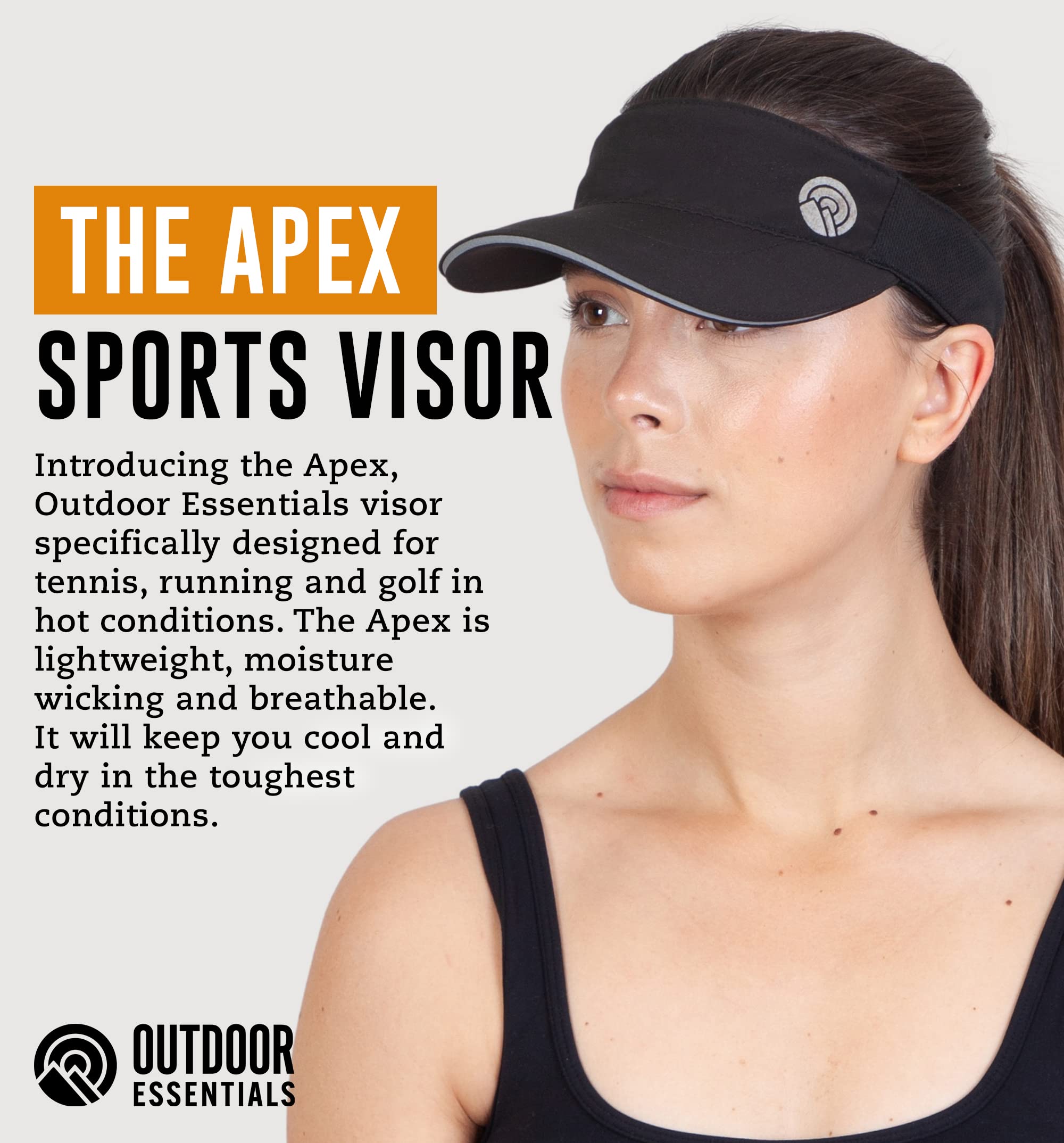 OutdoorEssentials Sun Visor Hat for Women & Men - Womens Visor, Tennis Visor, Golf Visor - Running Visor Black - Black