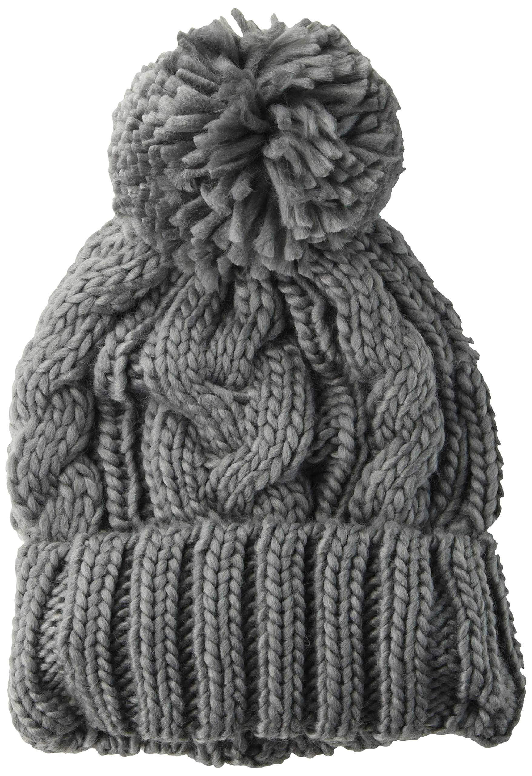 Amazon Essentials Women's Chunky Cable Beanie with Yarn, Charcoal, One size