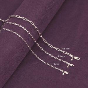 LeCalla 925 Sterling Silver Italian 4.5 MM Diamond-Cut PaperClip Link Chain Necklace for Women 24 Inches