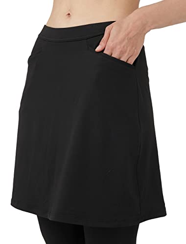 alvon Women Knee Length Skirts with Leggings Modest Skirt with Leggings Golf Skirt with Leggings Athletic Skort with Leggings Black L