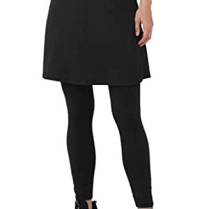 alvon Women Knee Length Skirts with Leggings Modest Skirt with Leggings Golf Skirt with Leggings Athletic Skort with Leggings Black L