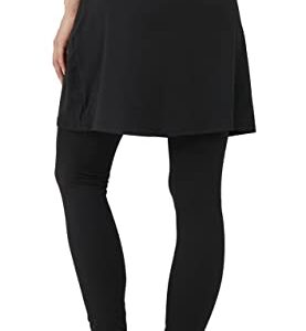 alvon Women Knee Length Skirts with Leggings Modest Skirt with Leggings Golf Skirt with Leggings Athletic Skort with Leggings Black L