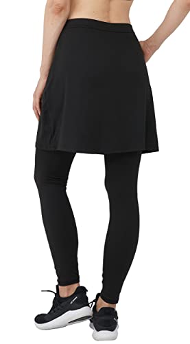 alvon Women Knee Length Skirts with Leggings Modest Skirt with Leggings Golf Skirt with Leggings Athletic Skort with Leggings Black L