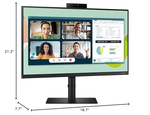 Samsung S40VA Series 24-Inch Computer Monitor, HDMI Monitor, 75Hz Monitor, IPS Monitor, Built-in Webcam, Built-in Speaker & Mic, FreeSync Premium (LS24A400VENXZA)