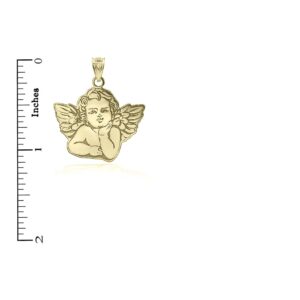 Certified 10k Yellow Gold Personalized Cherub Guardian Angel Pendant Custom Engraved with Any Name