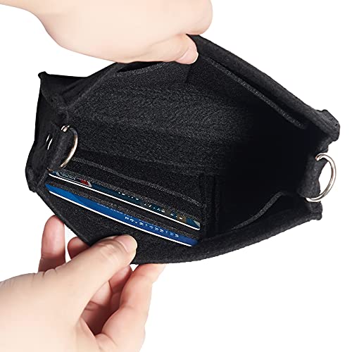 Vercord Felt Purse Insert Organizer 26 19 Toiletry Pouch Insert with D Ring Attach Chain Strap Black L