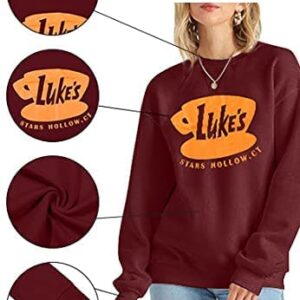 DUTUT Luke's Diner Sweatshirt Women Thin Lightweight Shirt Funny Graphic Long Sleeve Stars Hollow Pullover Coffee Tops