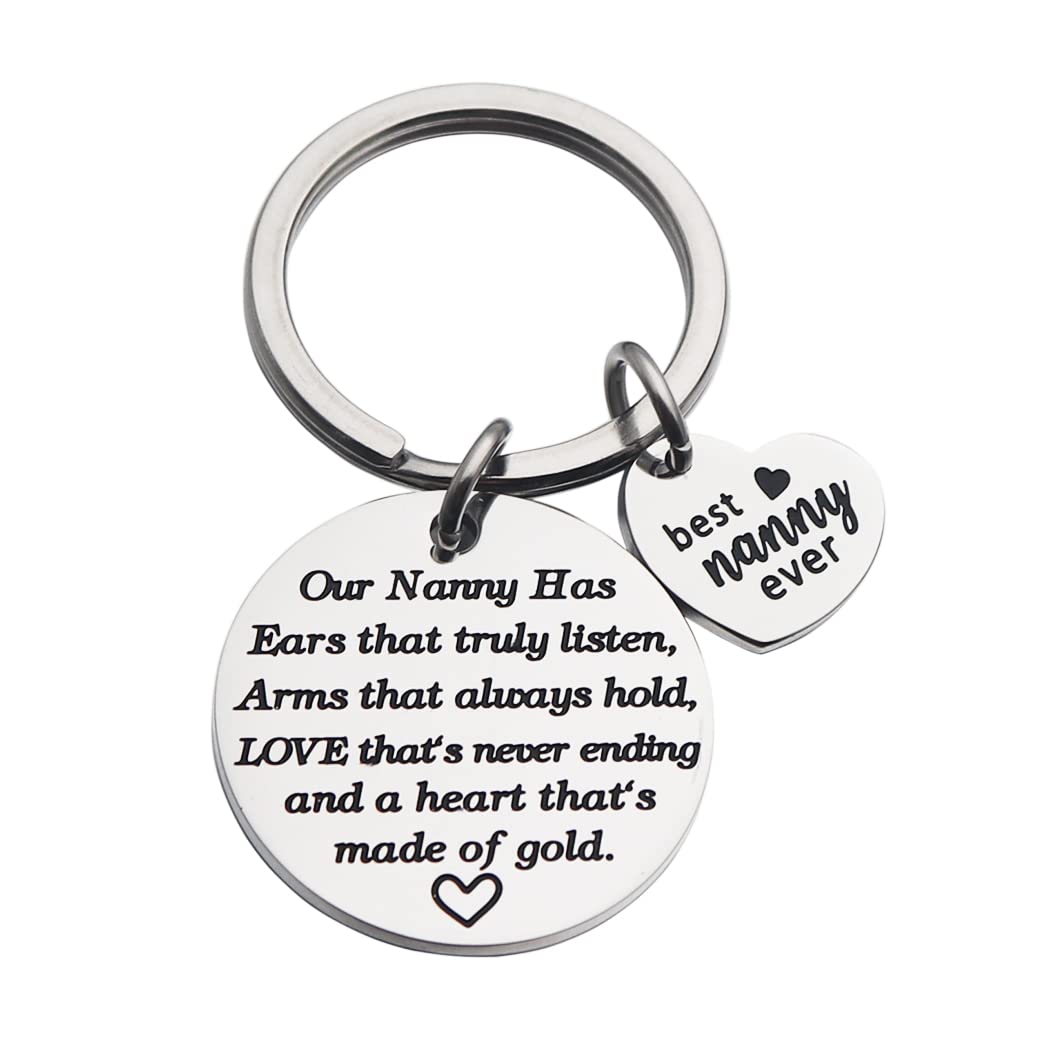 Ankiyabe Nanny Gift Keychain Thank You Gift for Nanny Child Care Gift Babysitter Gift Nanny Appreciation (Our Nanny Has Ears that Truly Listen)