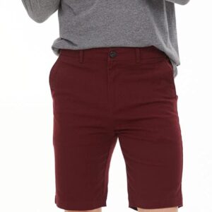 Plaid&Plain Men's Burgundy Shorts Slim Fit Chino Shorts 9 inch Inseam Burgundy 30