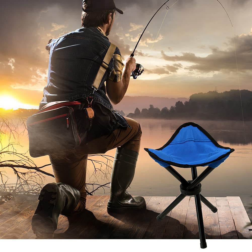 Cenbee Folding Camping Stool Portable 11.02 inchs High Fishing Chair Seat for Camping Fishing Hiking Gardening and Beach Maximum Weight Capacity 300 lbs (Blue)