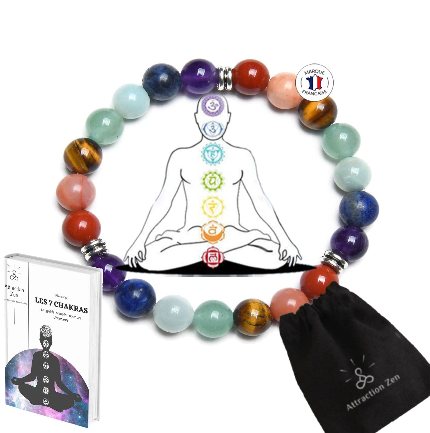 BRACELET 7 CHAKRAS Natural Stones | Free EBOOK | Handmade | Men's Women's Jewelry | Natural Stone Bracelet | ALL THE STONES OF OUR BRACELETS ARE NATURAL (CHAKRAX7)