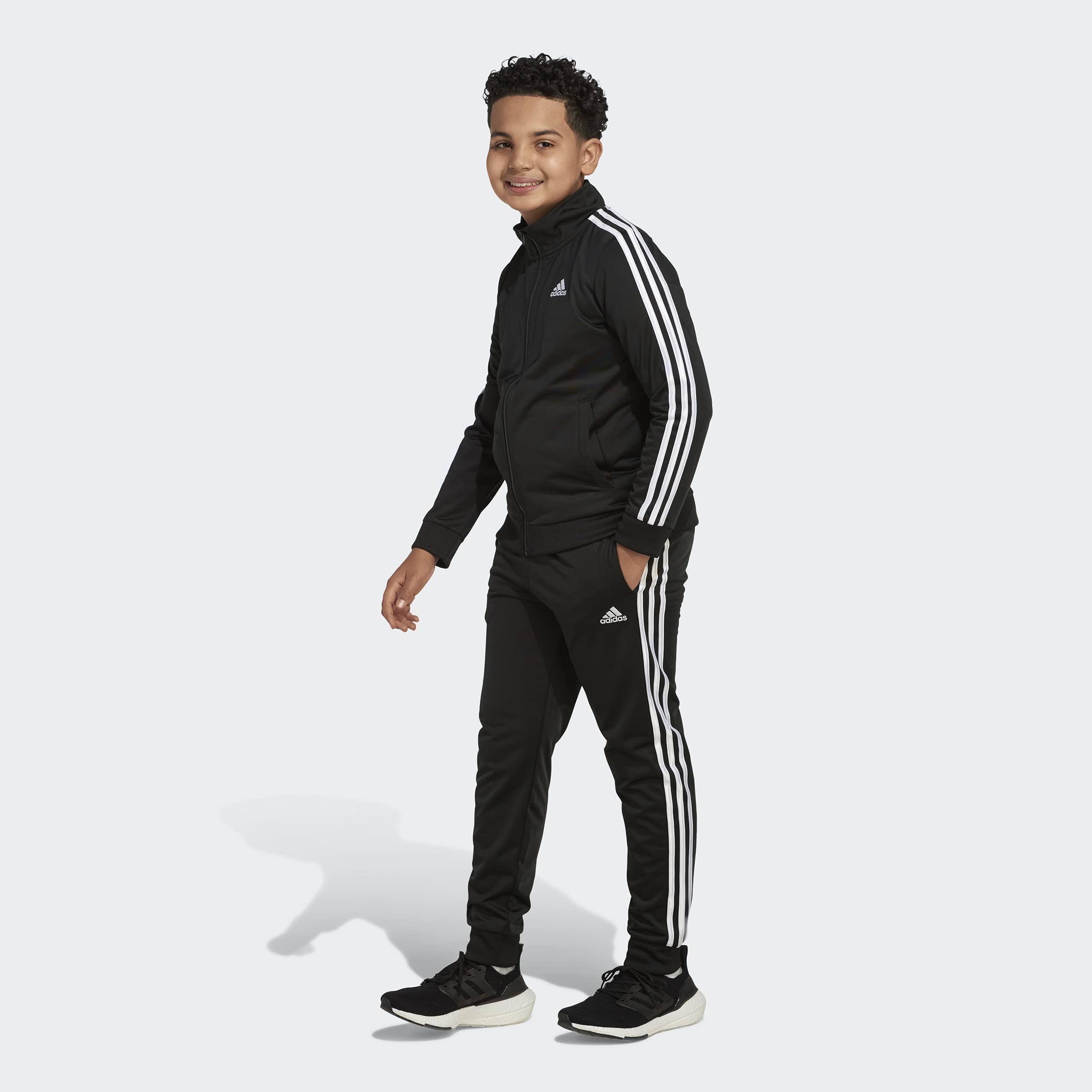 adidas boys Iconic Tricot Jogger Track Pants, Iconic Black, X-Large US