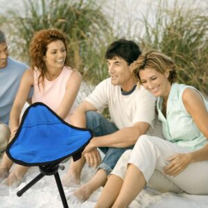 Cenbee Folding Camping Stool Portable 11.02 inchs High Fishing Chair Seat for Camping Fishing Hiking Gardening and Beach Maximum Weight Capacity 300 lbs (Blue)