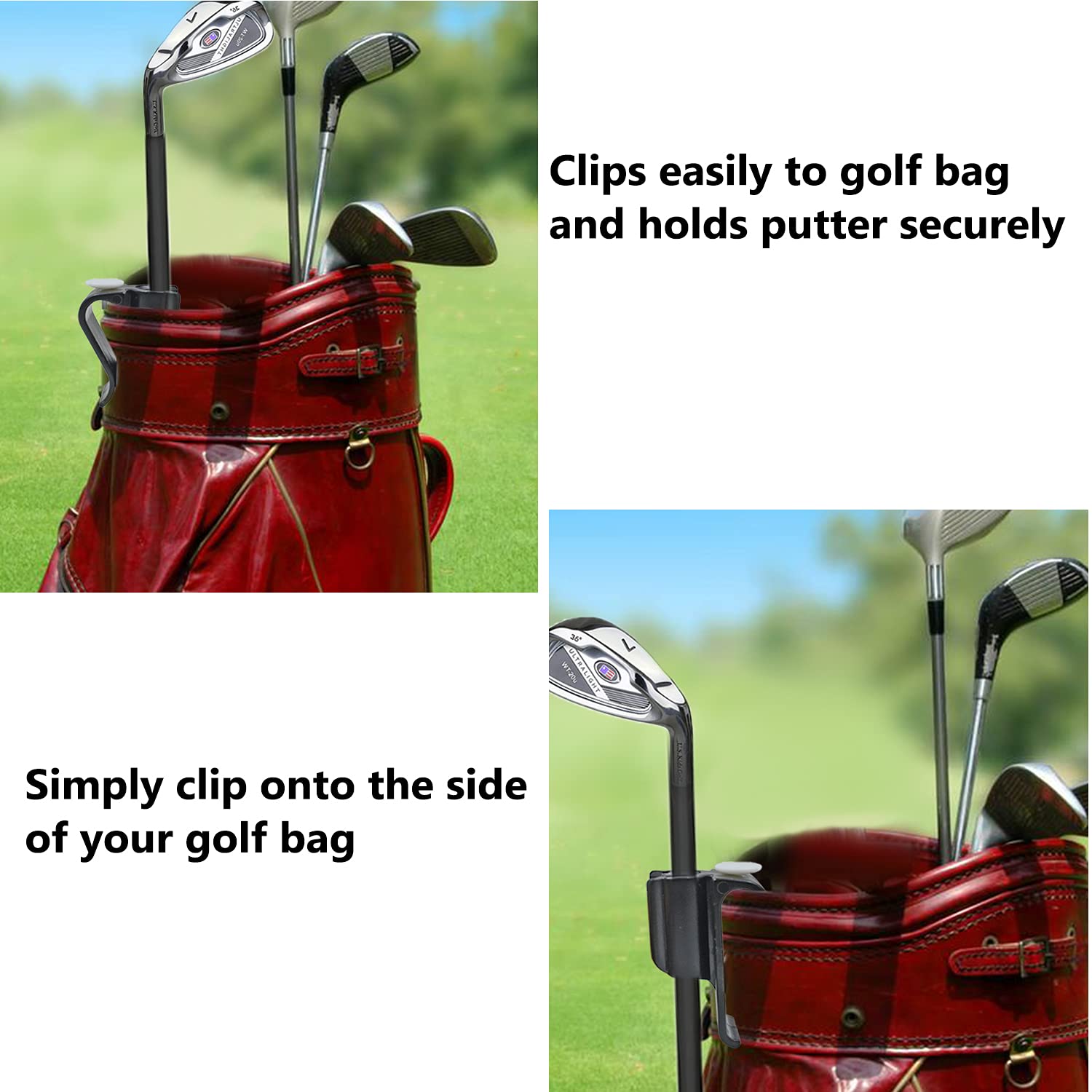 2 Pack Golf Putter Clip Golf Bag Clip on Putter Clamp Holder Golf Putter Clip Organizer Ball Marker