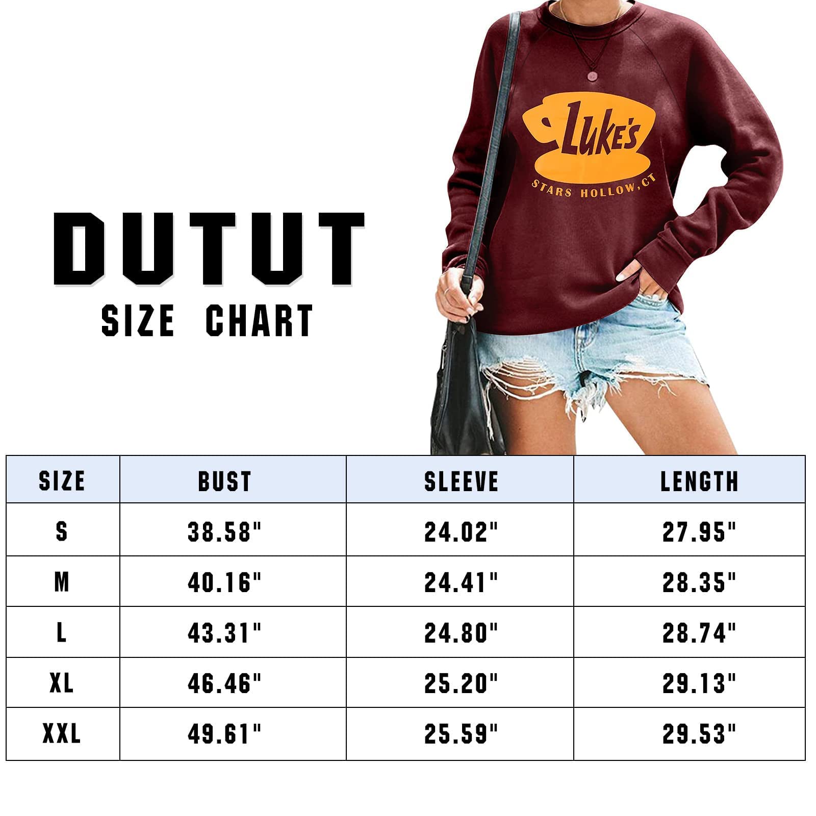 DUTUT Luke's Diner Sweatshirt Women Thin Lightweight Shirt Funny Graphic Long Sleeve Stars Hollow Pullover Coffee Tops