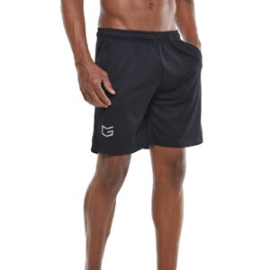 G Gradual Men's 7" Workout Running Shorts Quick Dry Lightweight Gym Shorts with Zip Pockets (2 Pack: Black/Blue Large)