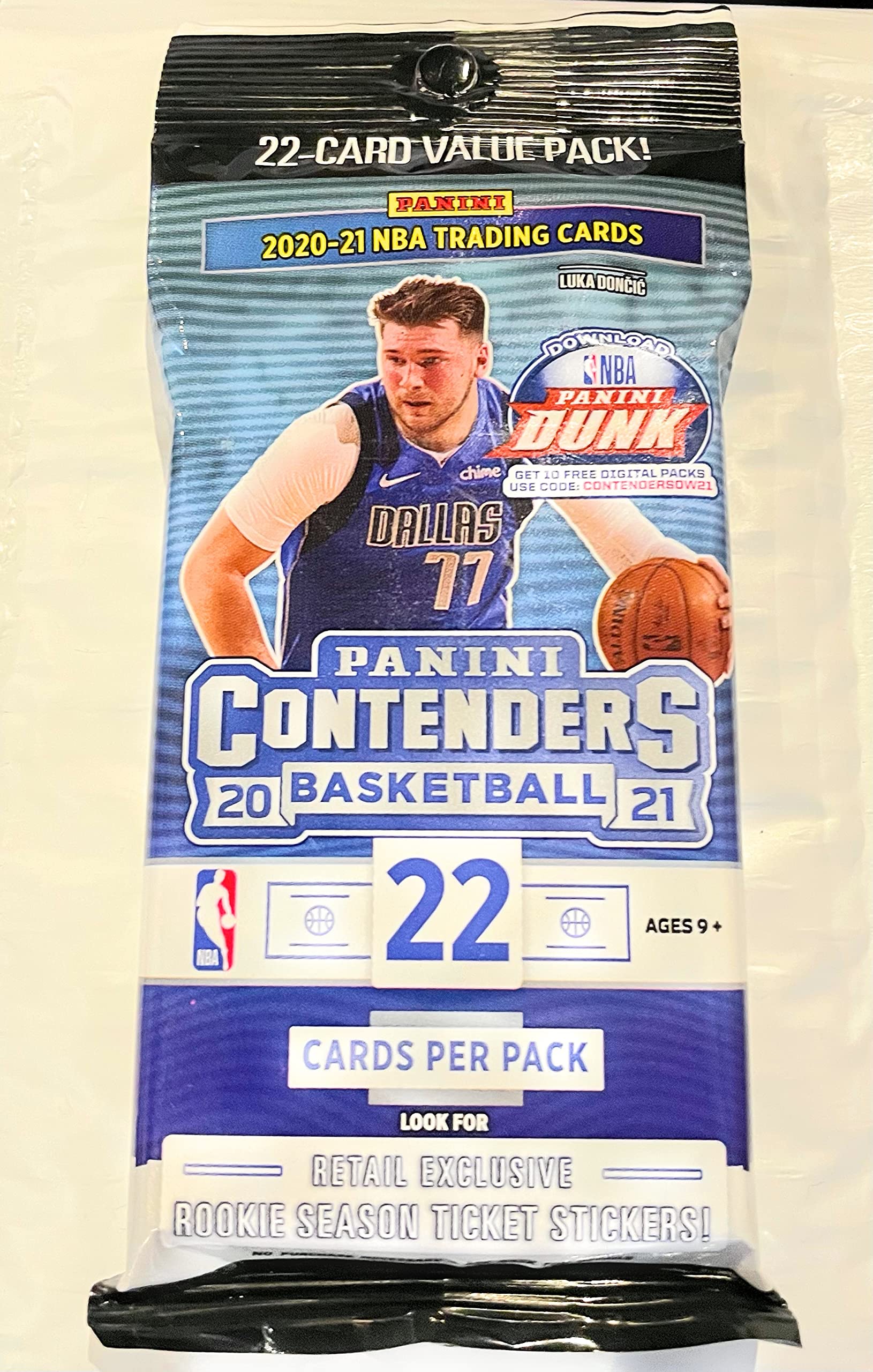 2020-21 Panini Contenders NBA Cello Pack - 22 Cards Per Pack - 3 Inserts & 1 Cello Pack Exclusive Per Pack