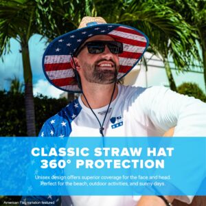 S A Company Summer Straw Hats for UV Sun Protection | Unisex Adult (American Flag Hat 2.0)