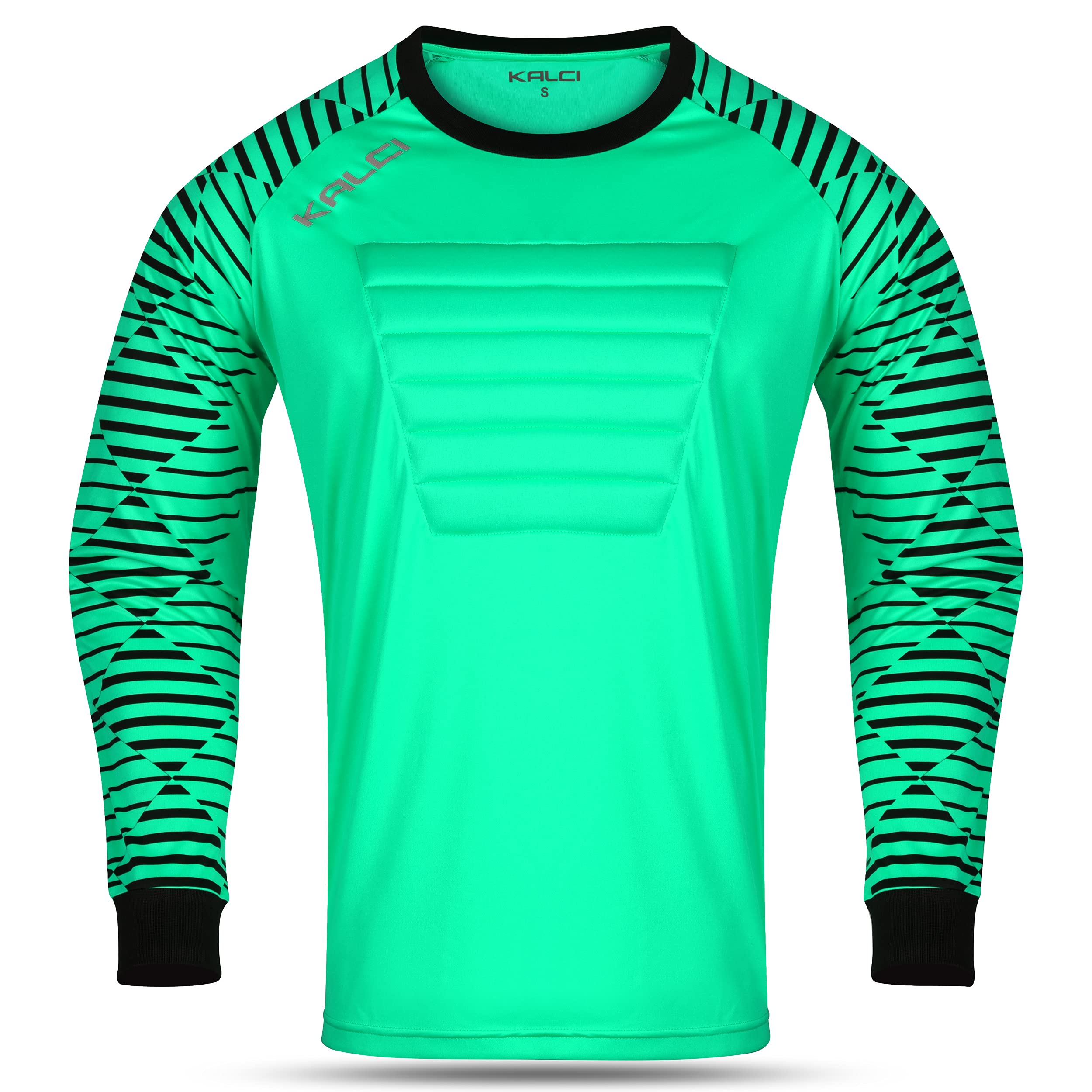 Kalci Soccer Goalie Jersey Padded Football Shirt for Adult/Kids Long Sleeve Football Padded Shirt Mens Goalkeeper Jersey Sea Green-AL