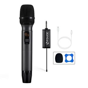 fduce wireless microphone, karaoke mic, uhf handheld dynamic system with rechargeable receiver for party, church, meeting, wedding, 260ft (grey)