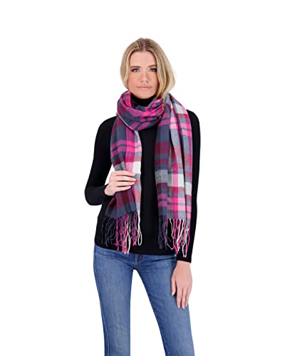 Market & Layne Winter Scarfs for Women Cold Weather - Plaid Winter Scarf Soft Cashmere Feel Warm Long Oversized Ladies Scarves for Winter (Pink/Berry)