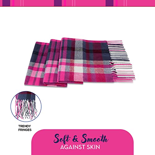 Market & Layne Winter Scarfs for Women Cold Weather - Plaid Winter Scarf Soft Cashmere Feel Warm Long Oversized Ladies Scarves for Winter (Pink/Berry)