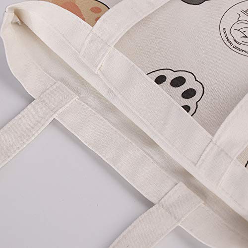 Floette Women Canvas Cat Tote Bag Cat Print Bag Cat Graphic Shoulder Bag Hobo Crossbody Handbag Casual(A12)