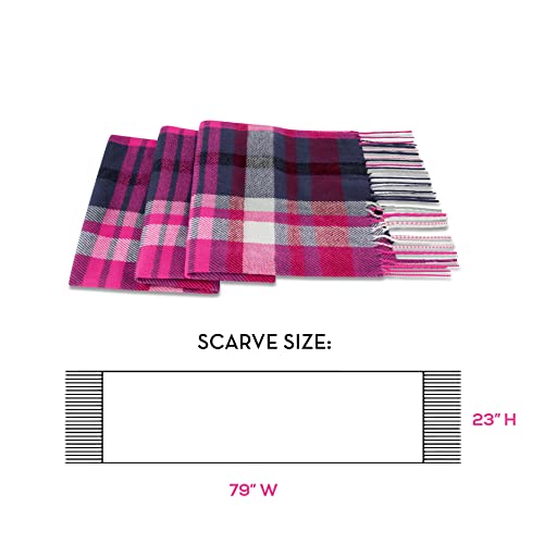 Market & Layne Winter Scarfs for Women Cold Weather - Plaid Winter Scarf Soft Cashmere Feel Warm Long Oversized Ladies Scarves for Winter (Pink/Berry)