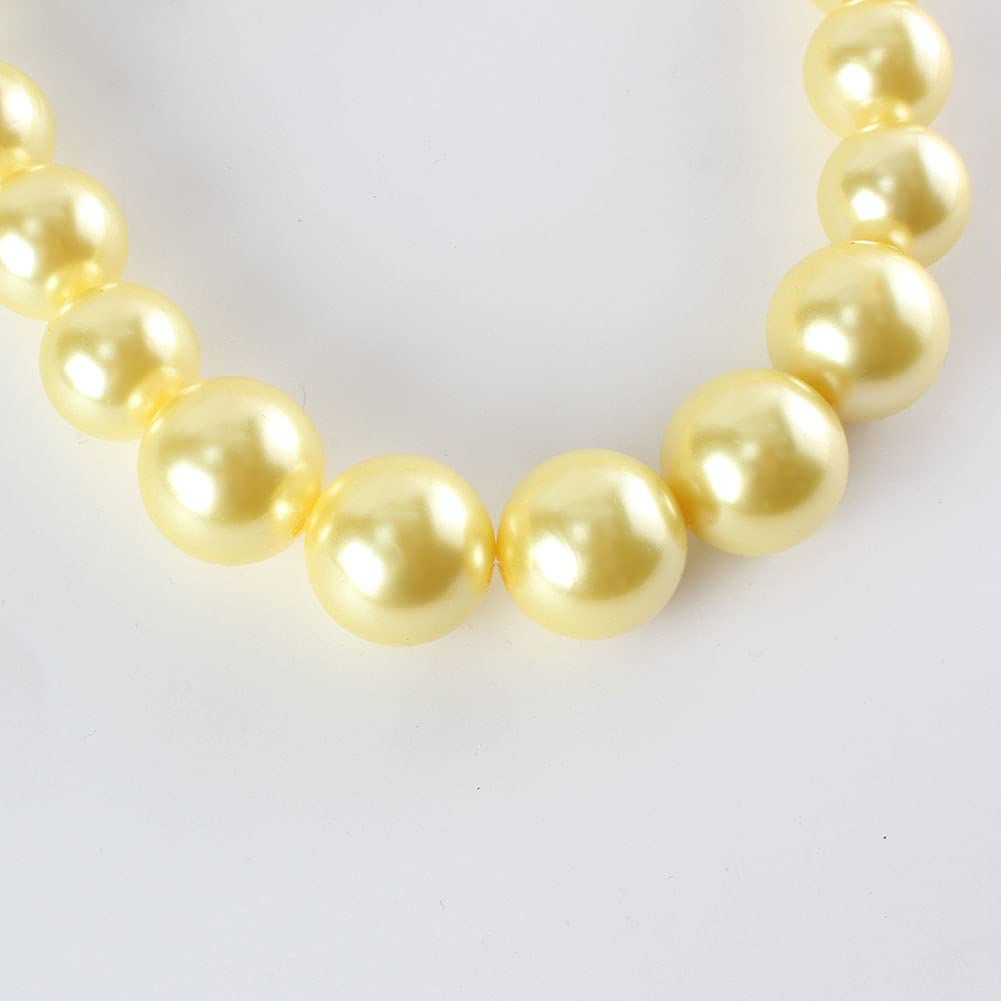 KOSMOS-LI Retro Large Faux Yellow Pearl Necklace For Women