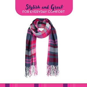 Market & Layne Winter Scarfs for Women Cold Weather - Plaid Winter Scarf Soft Cashmere Feel Warm Long Oversized Ladies Scarves for Winter (Pink/Berry)