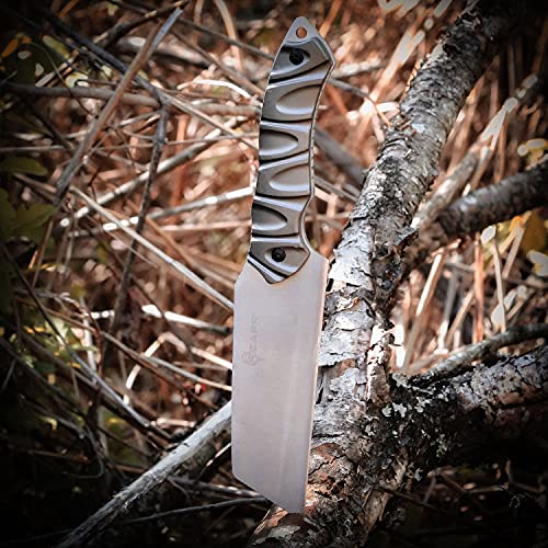 Reapr 11012 JAMR Knife with Sheath, 11-Inch Overall Length, Cleaver Knife, Tactical Fixed Blade Knife with Tanto Blade, Drop Point Knife, Stainless Steel Knife, Silver